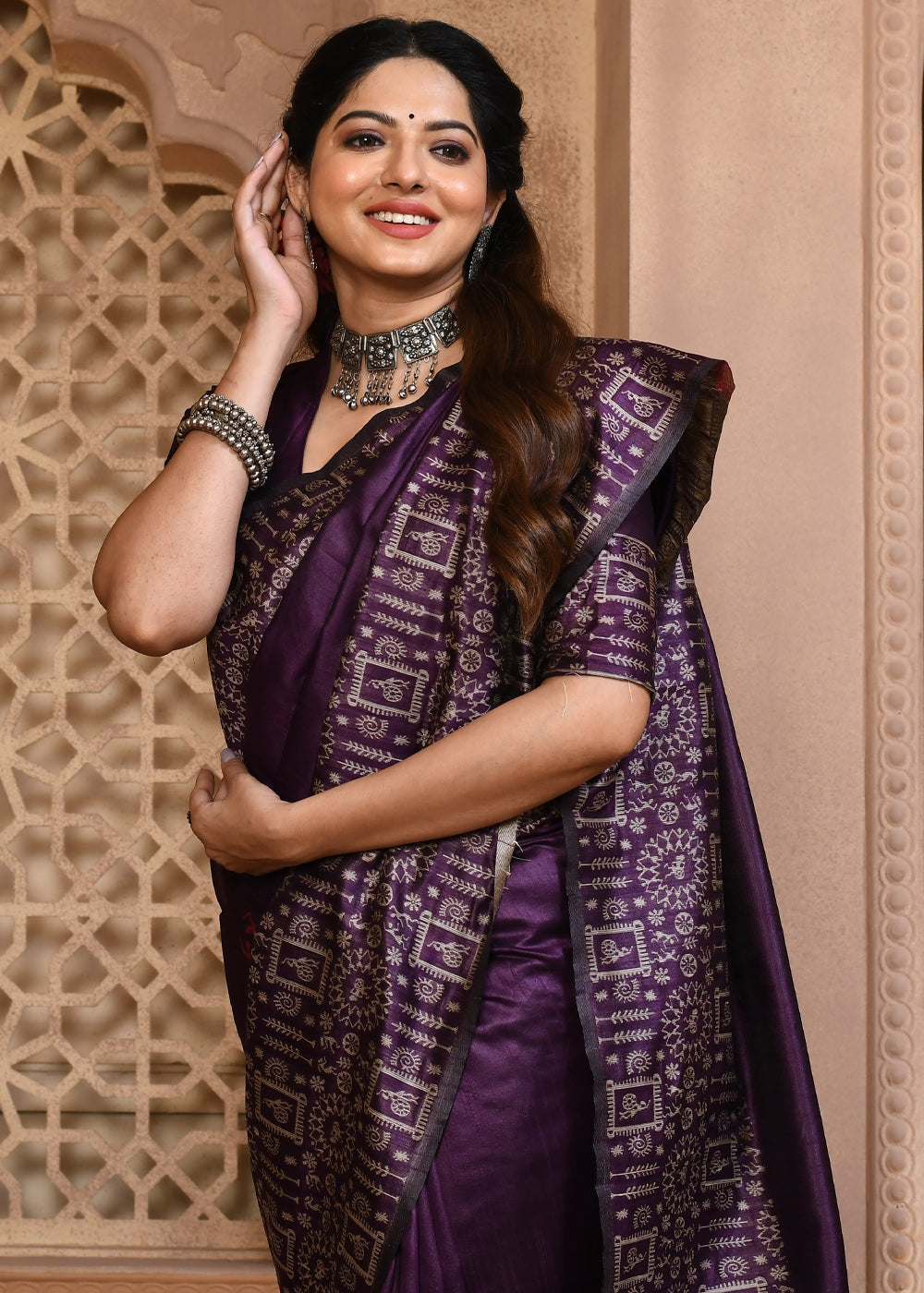 Buy MySilkLove Falcon Purple Woven Handloom Cotton Saree Online