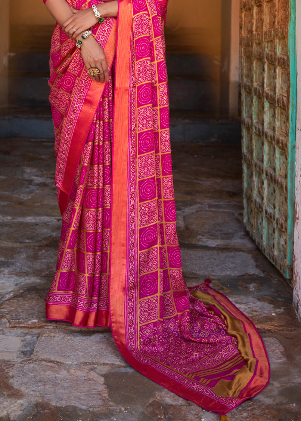 Buy MySilkLove French Rose Printed Soft Silk Saree Online