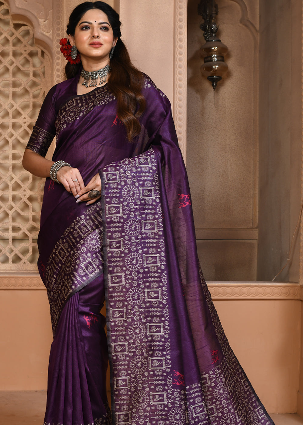 Buy MySilkLove Falcon Purple Woven Handloom Cotton Saree Online