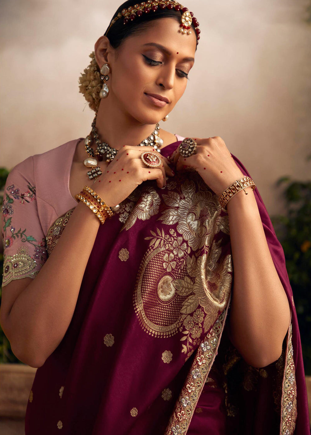 Buy MySilkLove Persian Plum Purple Woven Banarasi Designer Silk Saree Online