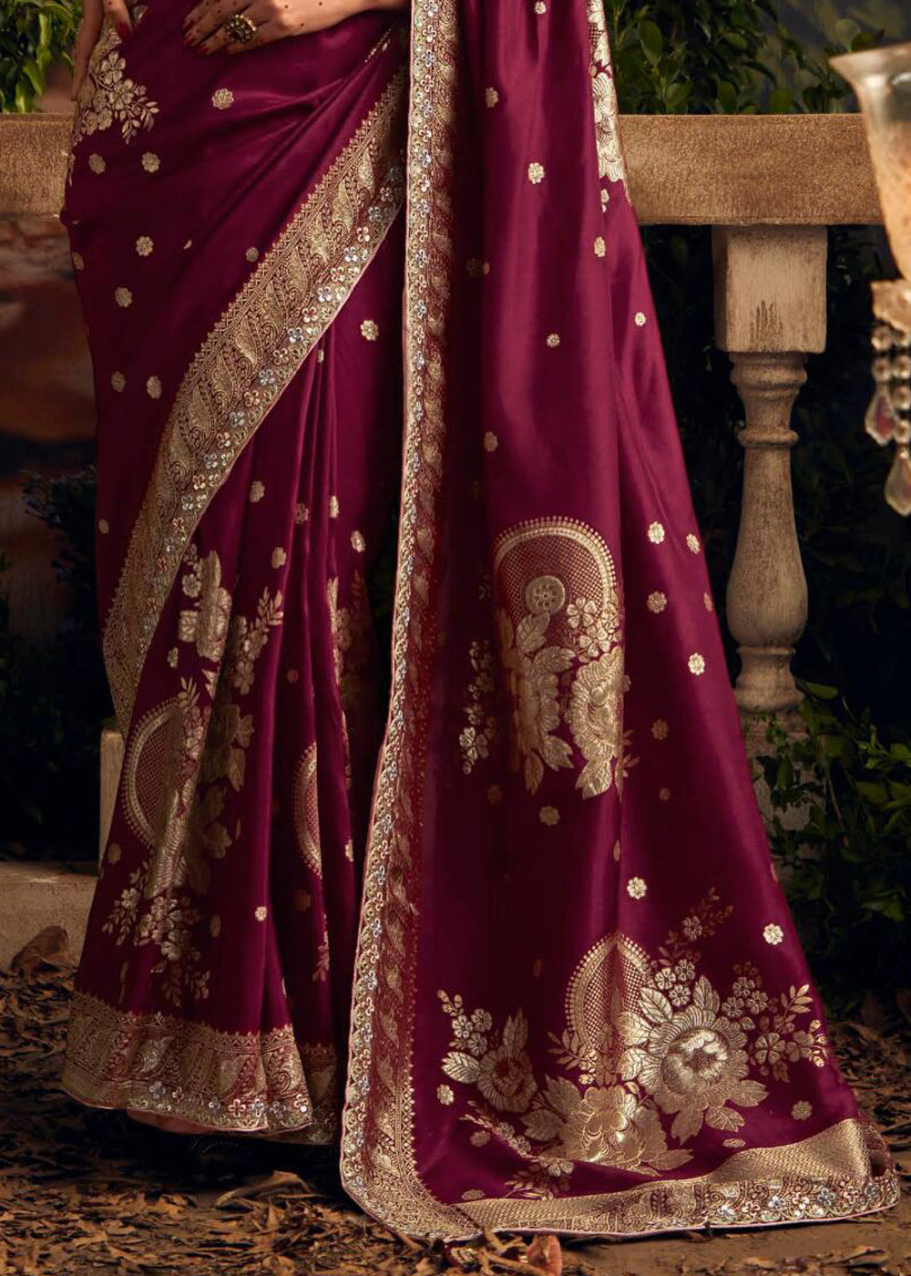 Buy MySilkLove Persian Plum Purple Woven Banarasi Designer Silk Saree Online