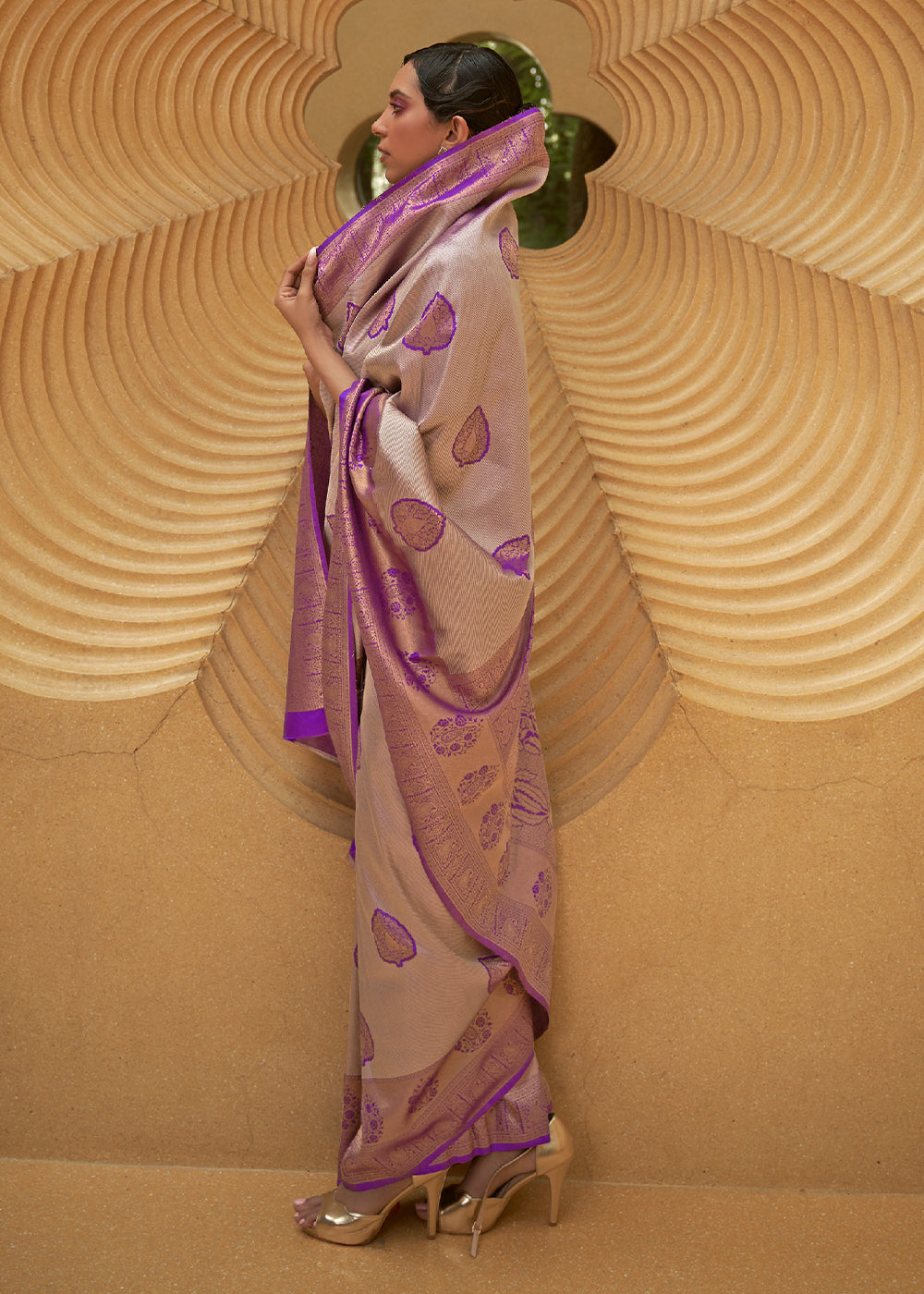 Buy MySilkLove Rose Dust Purple Two Tone Woven Silk Saree Online