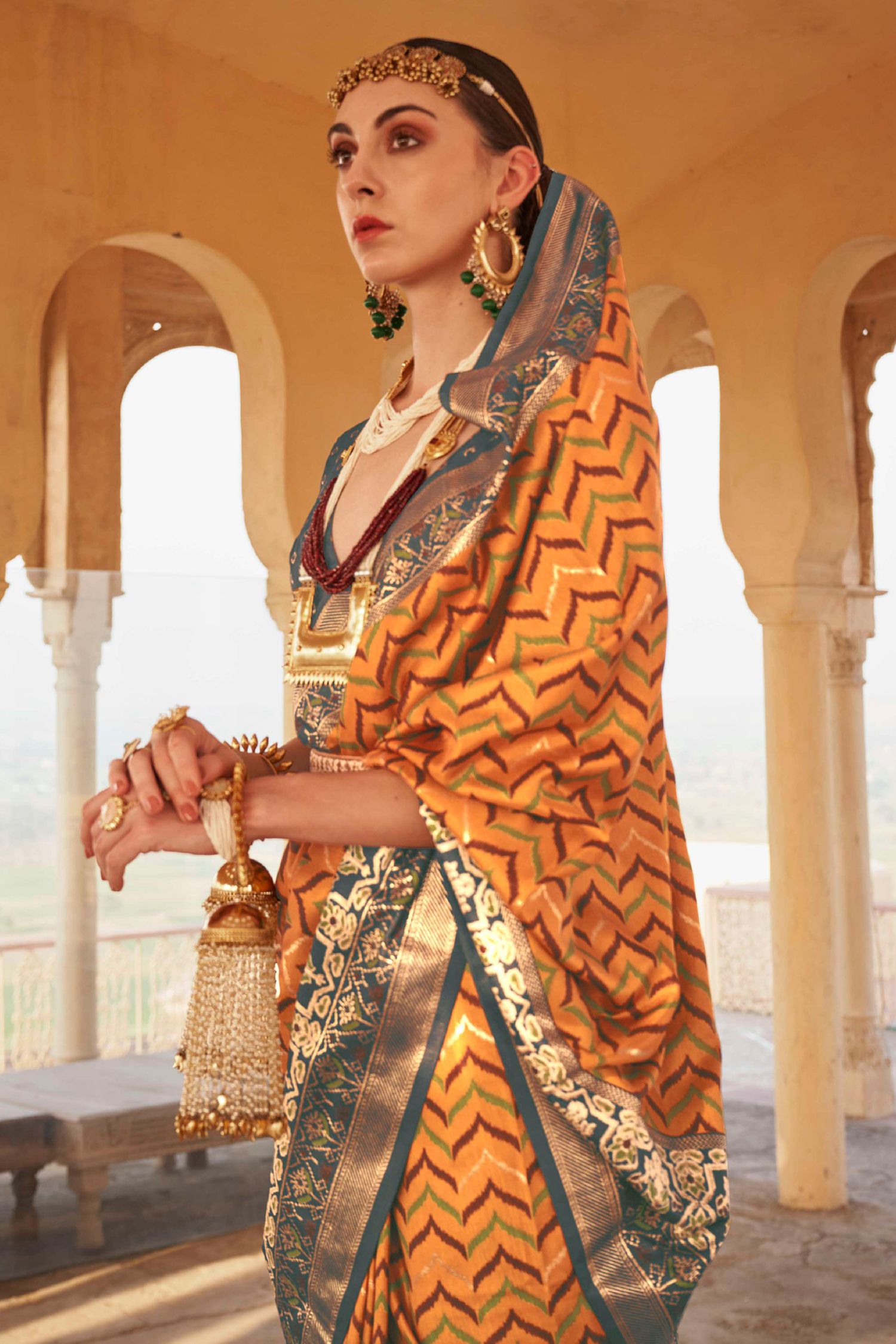 MySilkLove Di Serria Orange Printed Patola Silk Saree