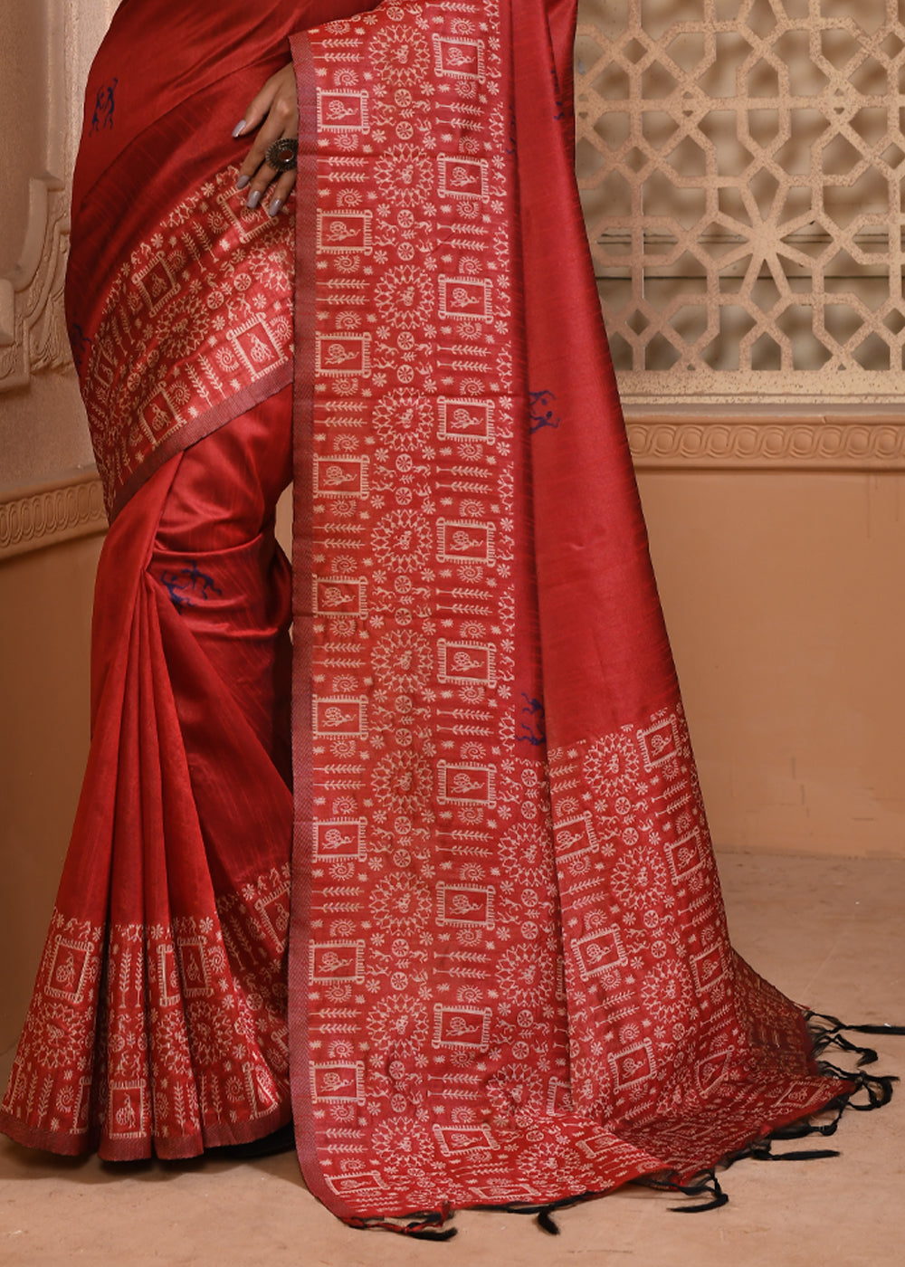 Buy MySilkLove Chestnut Maroon Woven Handloom Cotton Saree Online