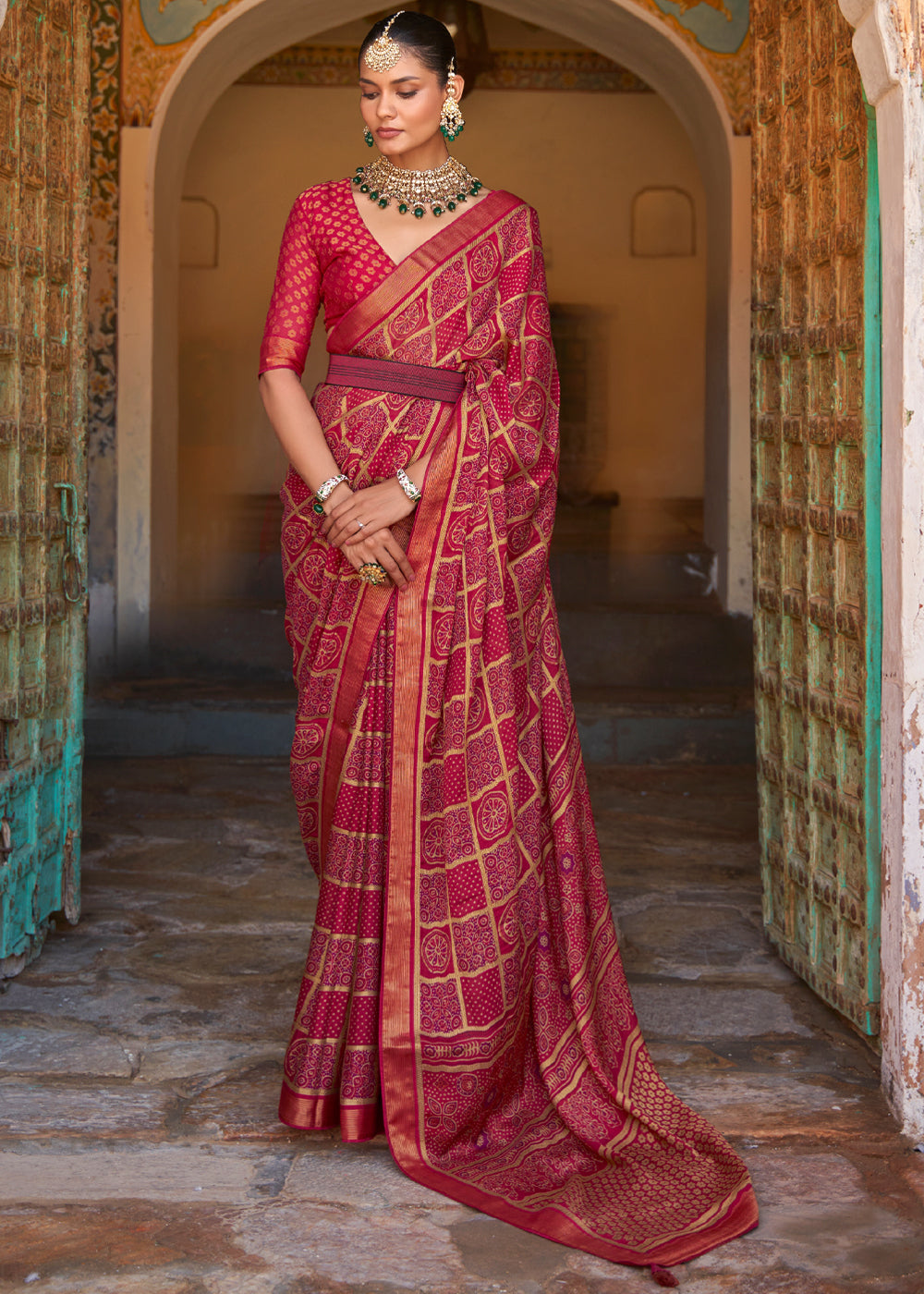 Buy MySilkLove Brick Red Printed Soft Silk Saree Online