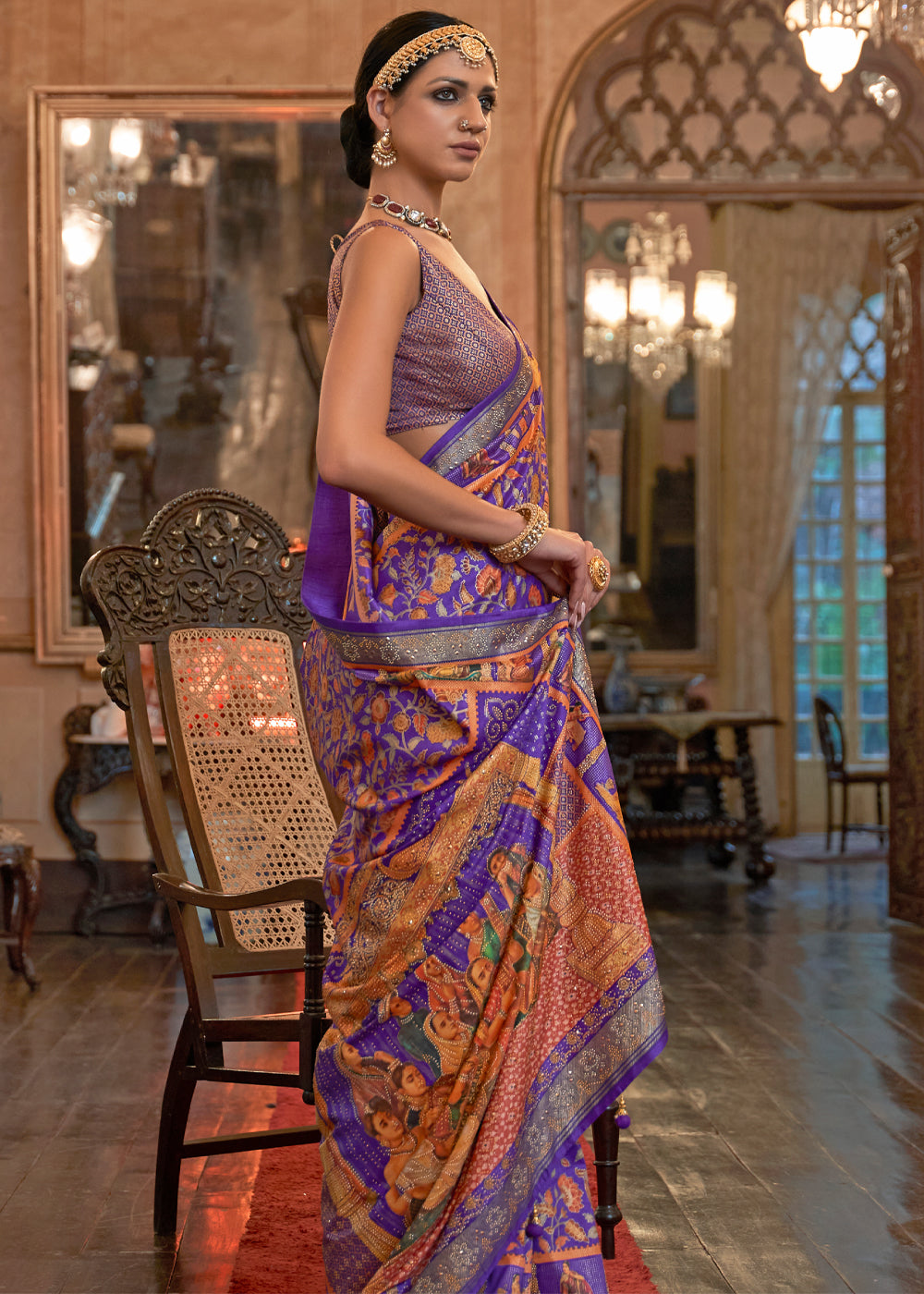 Buy MySilkLove Jacarta Purple Woven Digital Printed Patola Saree Online