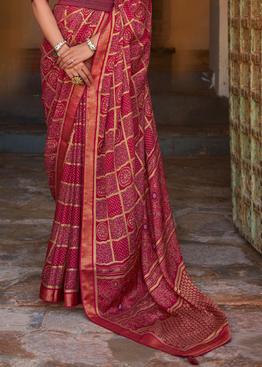 Buy MySilkLove Brick Red Printed Soft Silk Saree Online