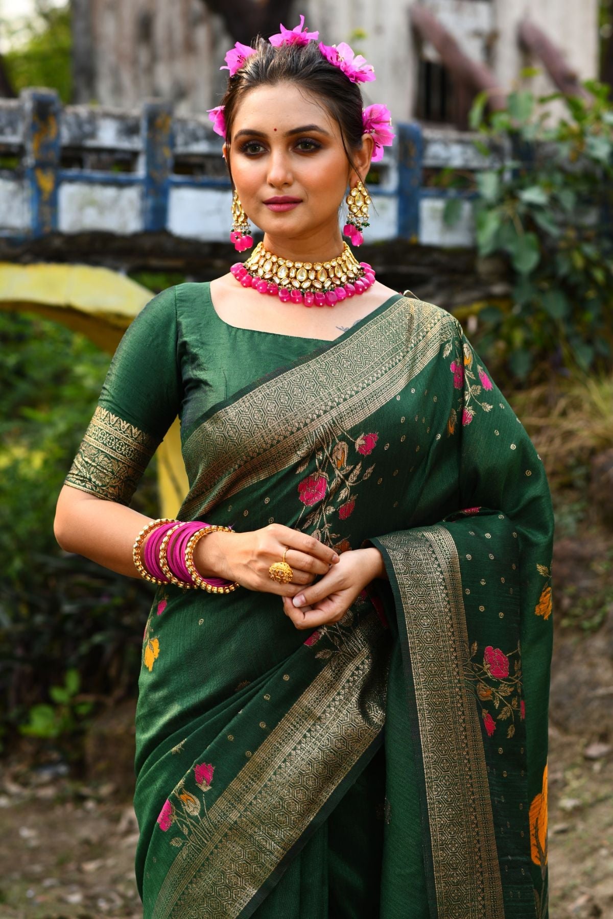 MySilkLove Celtic Green Banarasi Silk Saree