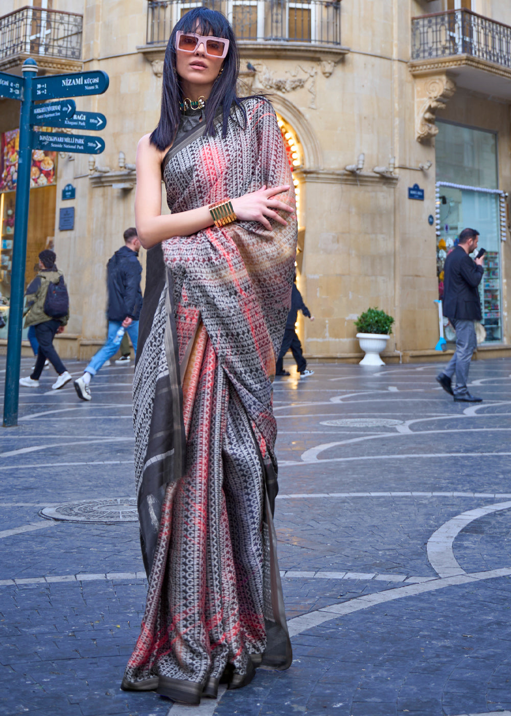 Buy MySilkLove Multicolor Brown Printed Handloom Weaving Saree Online