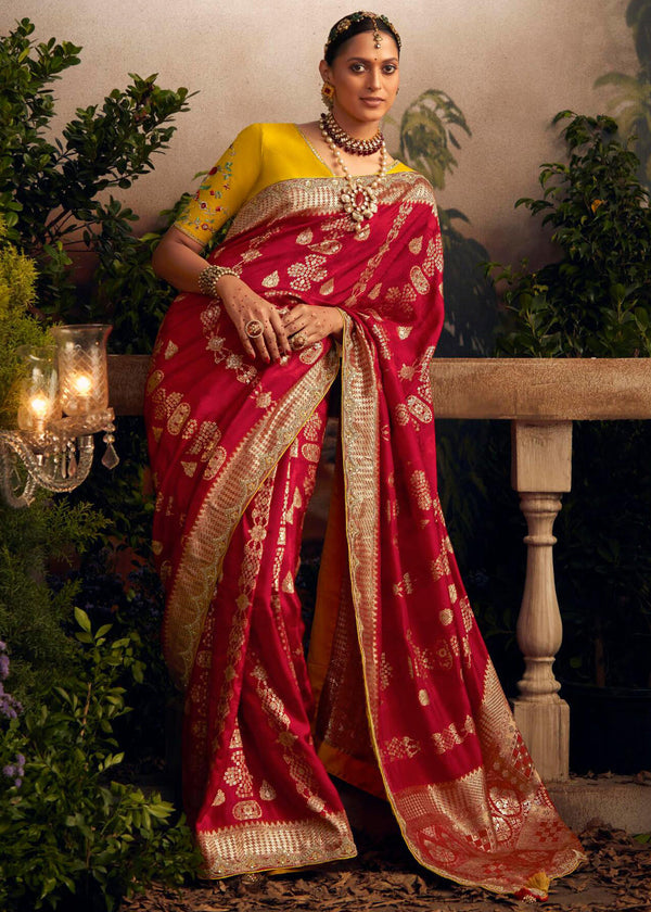 Shiraz Red Woven Banarasi Designer Silk Saree