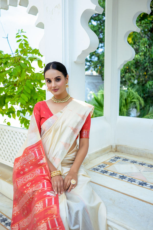 Wester White South Silk Saree