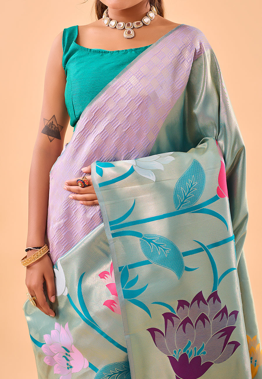 Buy MySilkLove Oyster Purple Fulrani Woven Paithani Saree Online