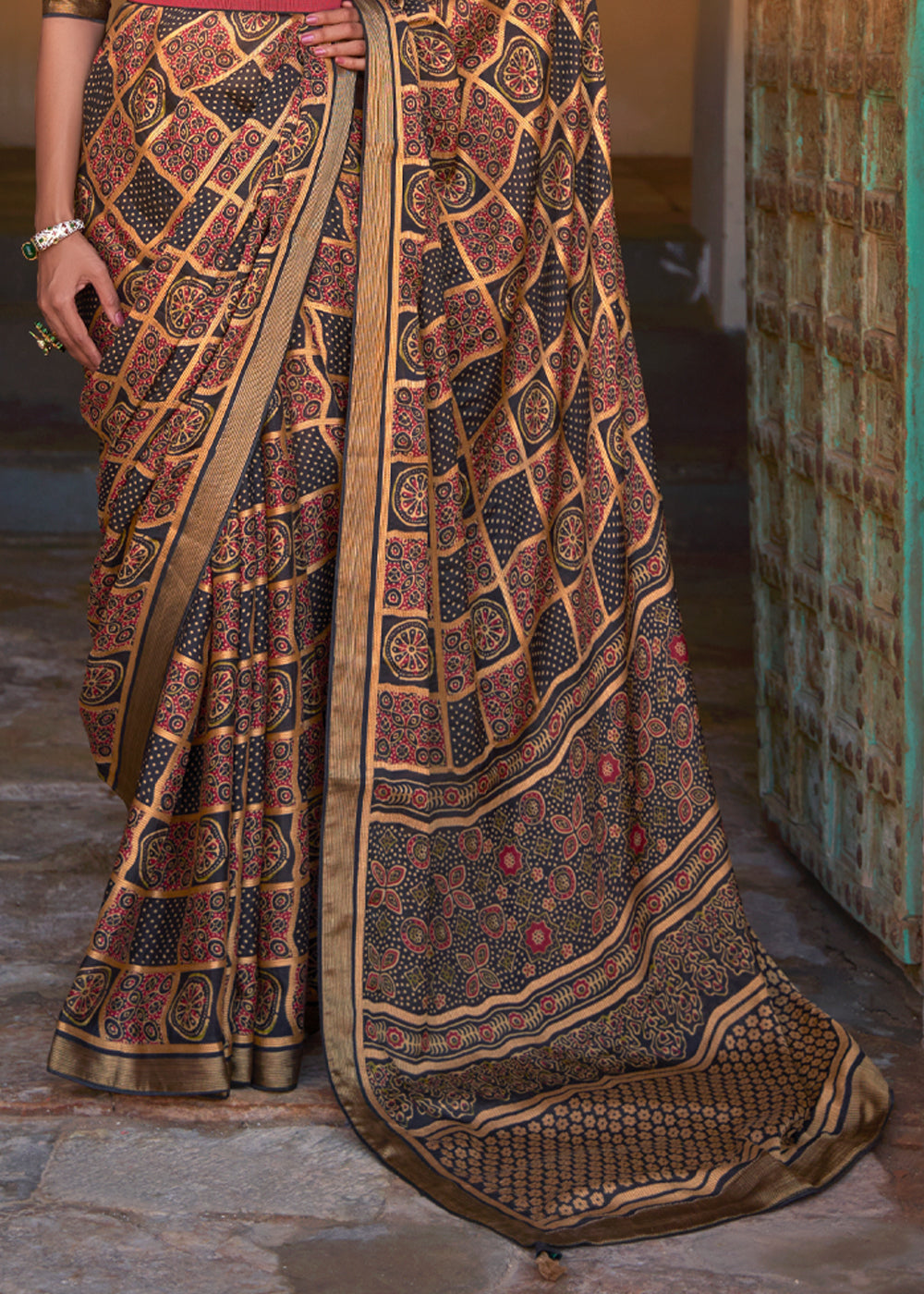 Buy MySilkLove Cork Brown Printed Soft Silk Saree Online