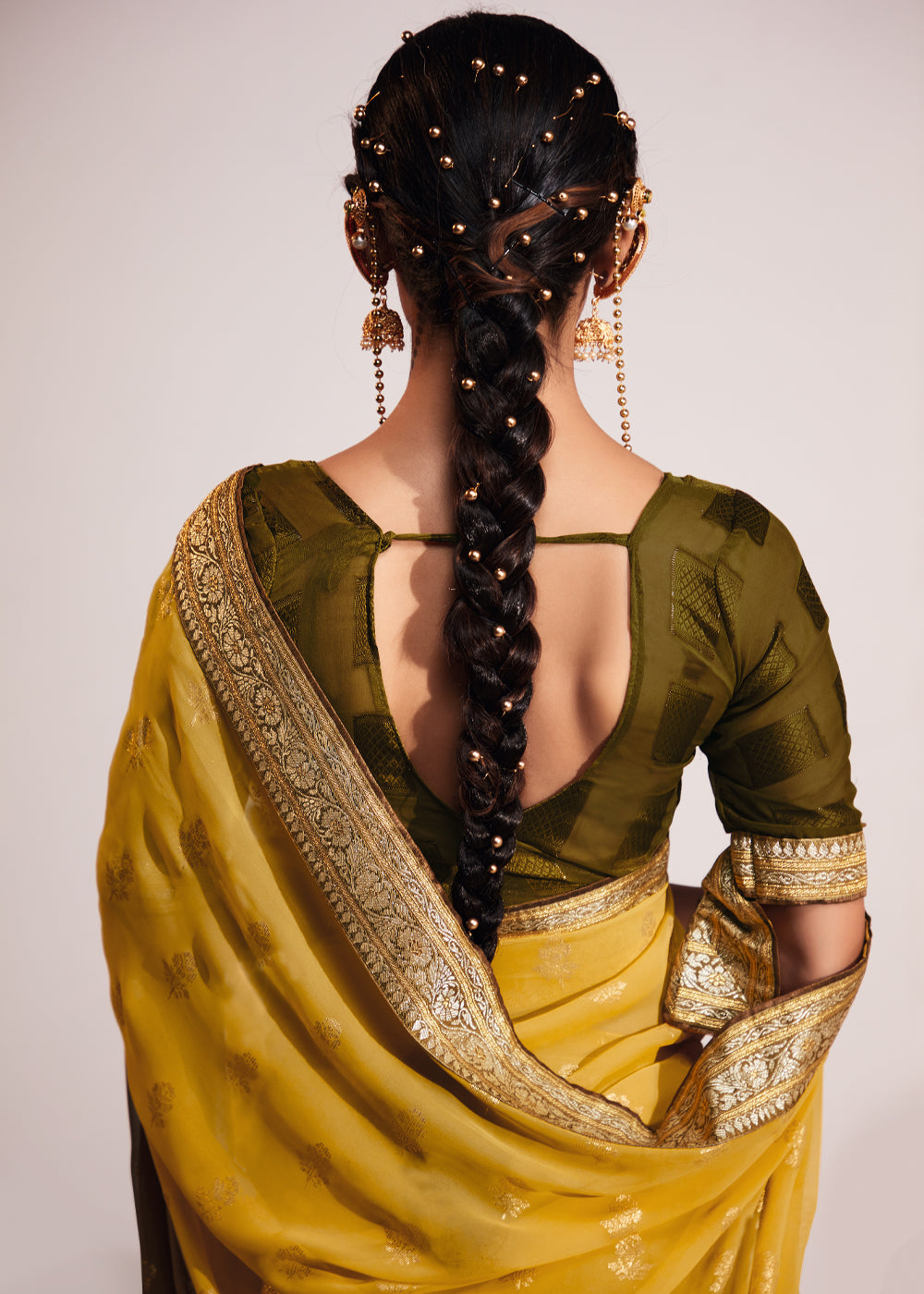 Buy MySilkLove Kournikova Yellow Woven Georgette Silk Saree Online