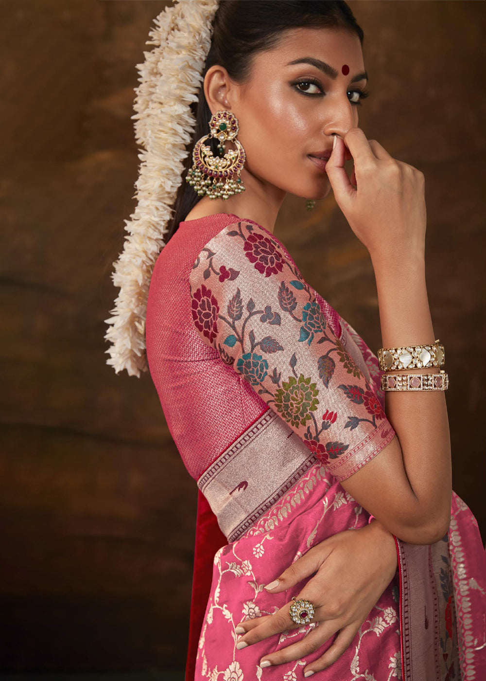 MySilkLove Tickle Me Pink Woven Paithani Banarasi Soft Silk Saree