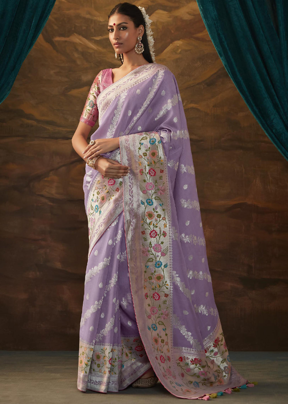 Buy MySilkLove Rum Purple Woven Paithani Banarasi Soft Silk Saree Online