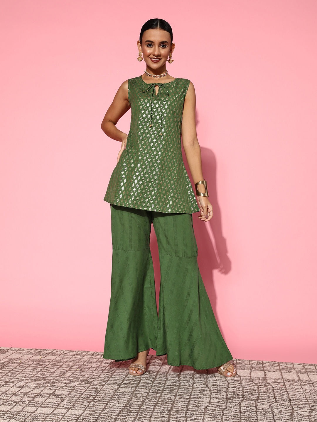 MySilkLove Dingley Green Top with Palazzos Dress