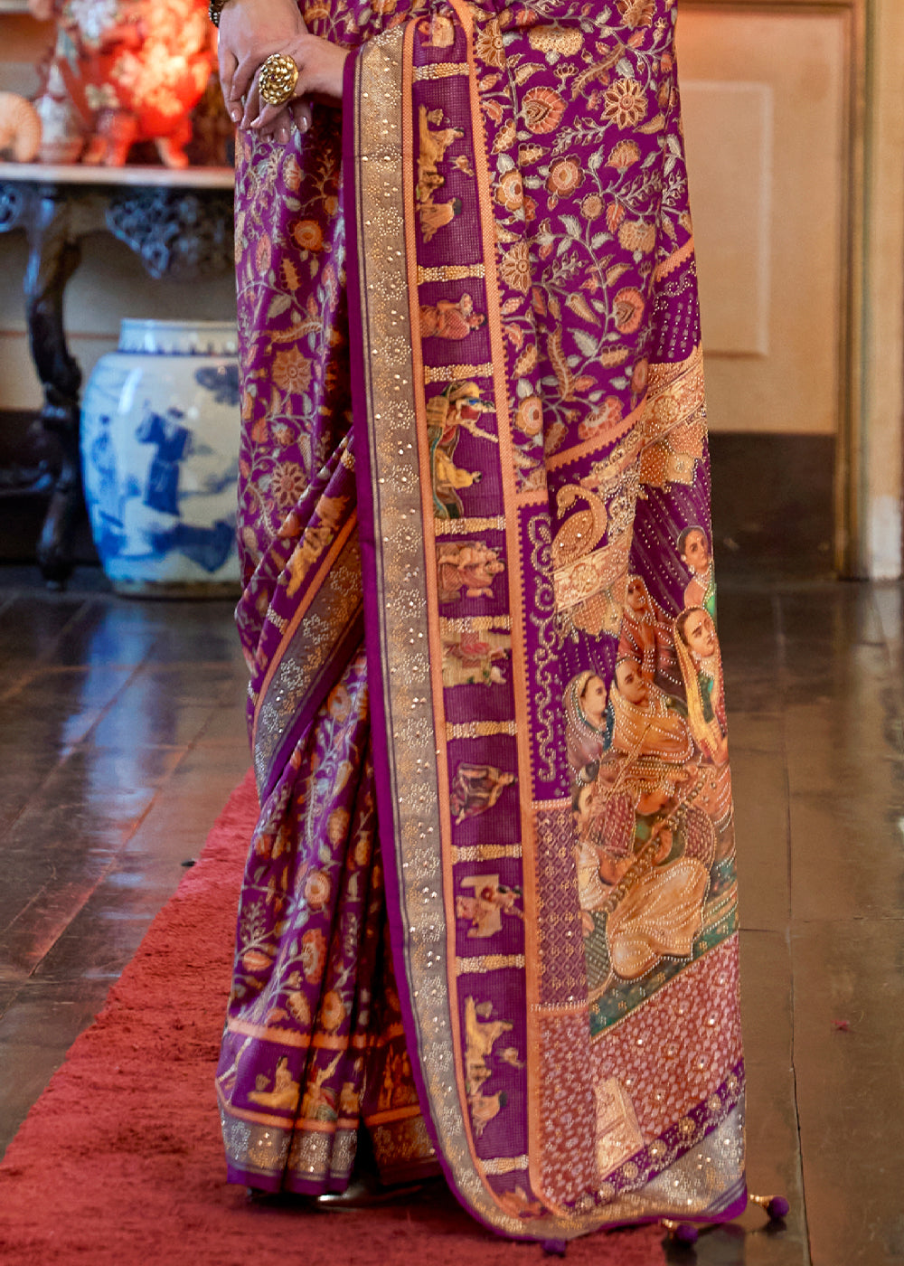 Buy MySilkLove Ruby Purple Woven Digital Printed Patola Saree Online