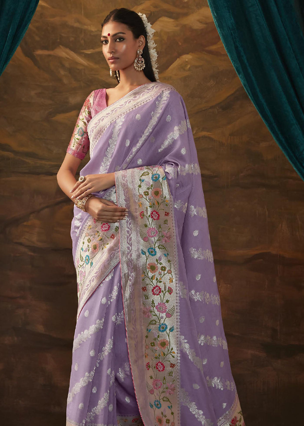 Buy MySilkLove Rum Purple Woven Paithani Banarasi Soft Silk Saree Online