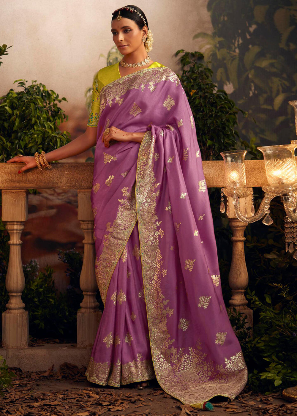 Buy MySilkLove Turkish Rose Purple Woven Banarasi Designer Silk Saree Online