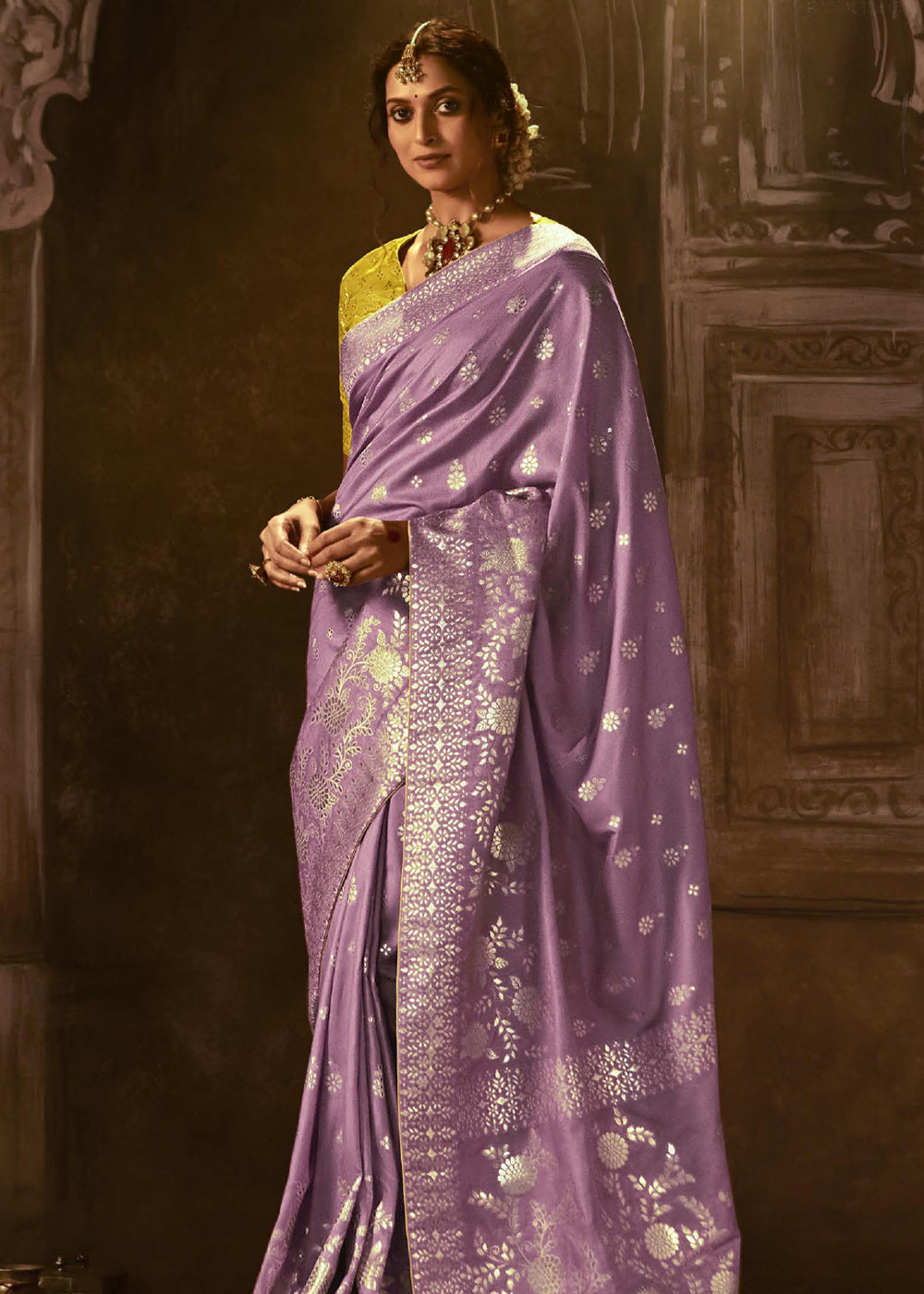 Buy MySilkLove Del Rio Purple Woven Designer Banarasi Silk Saree Online