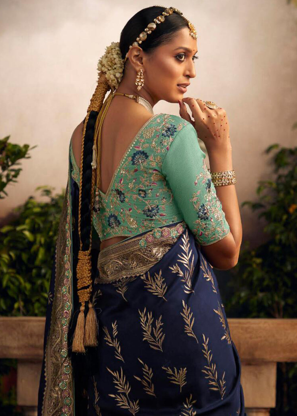 Buy MySilkLove Navy Blue Woven Banarasi Designer Silk Saree Online