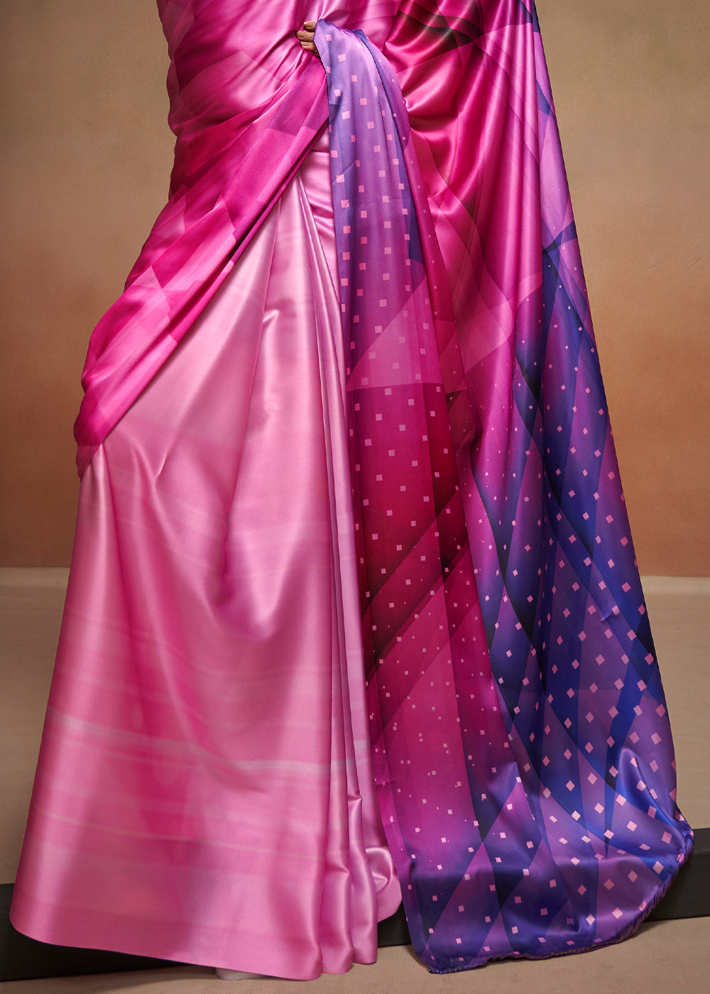 Buy MySilkLove Carissma Pink Printed Satin Silk Saree Online
