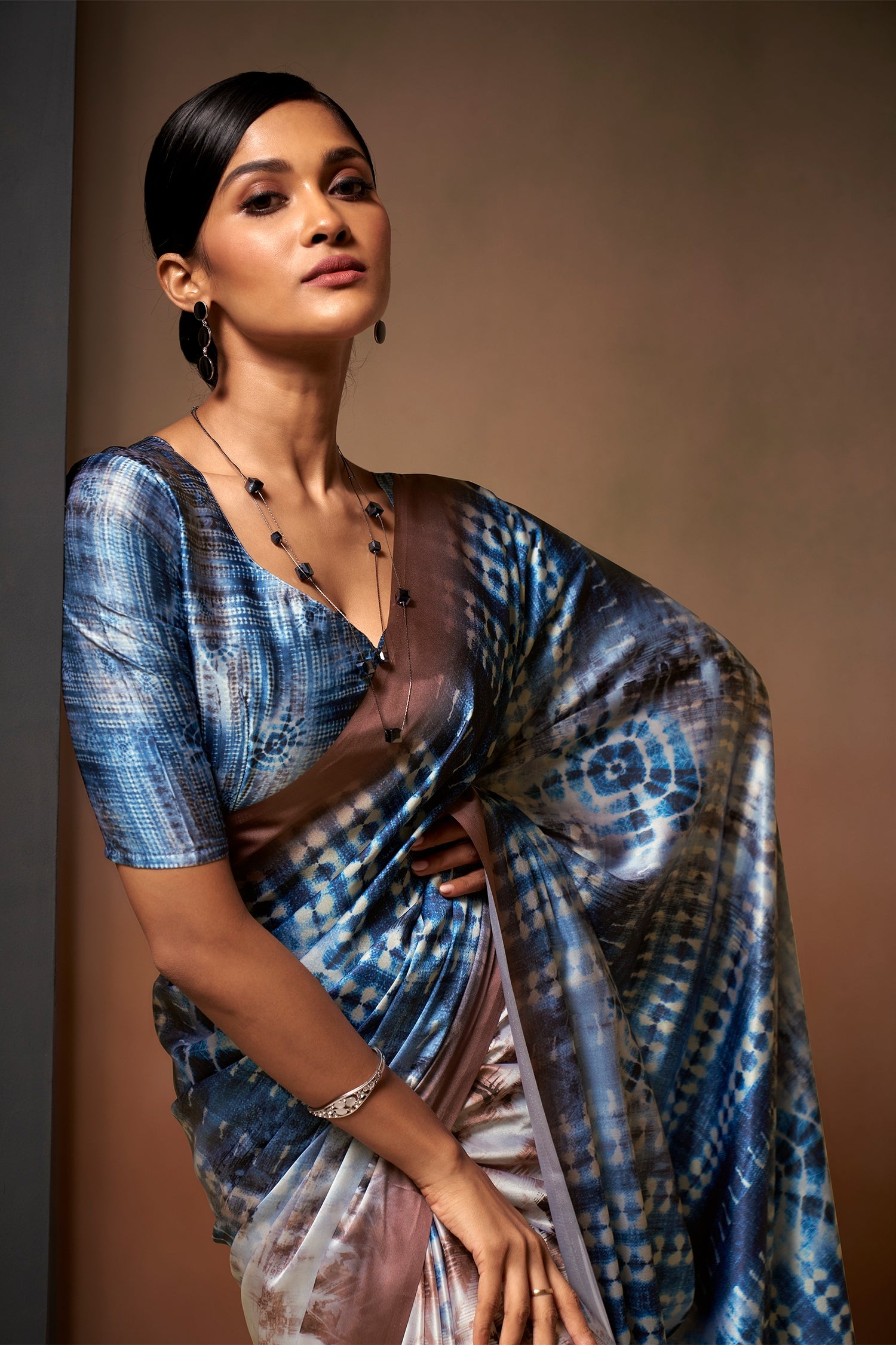 Buy MySilkLove Wild Blue Yonder Printed Satin Silk Saree Online