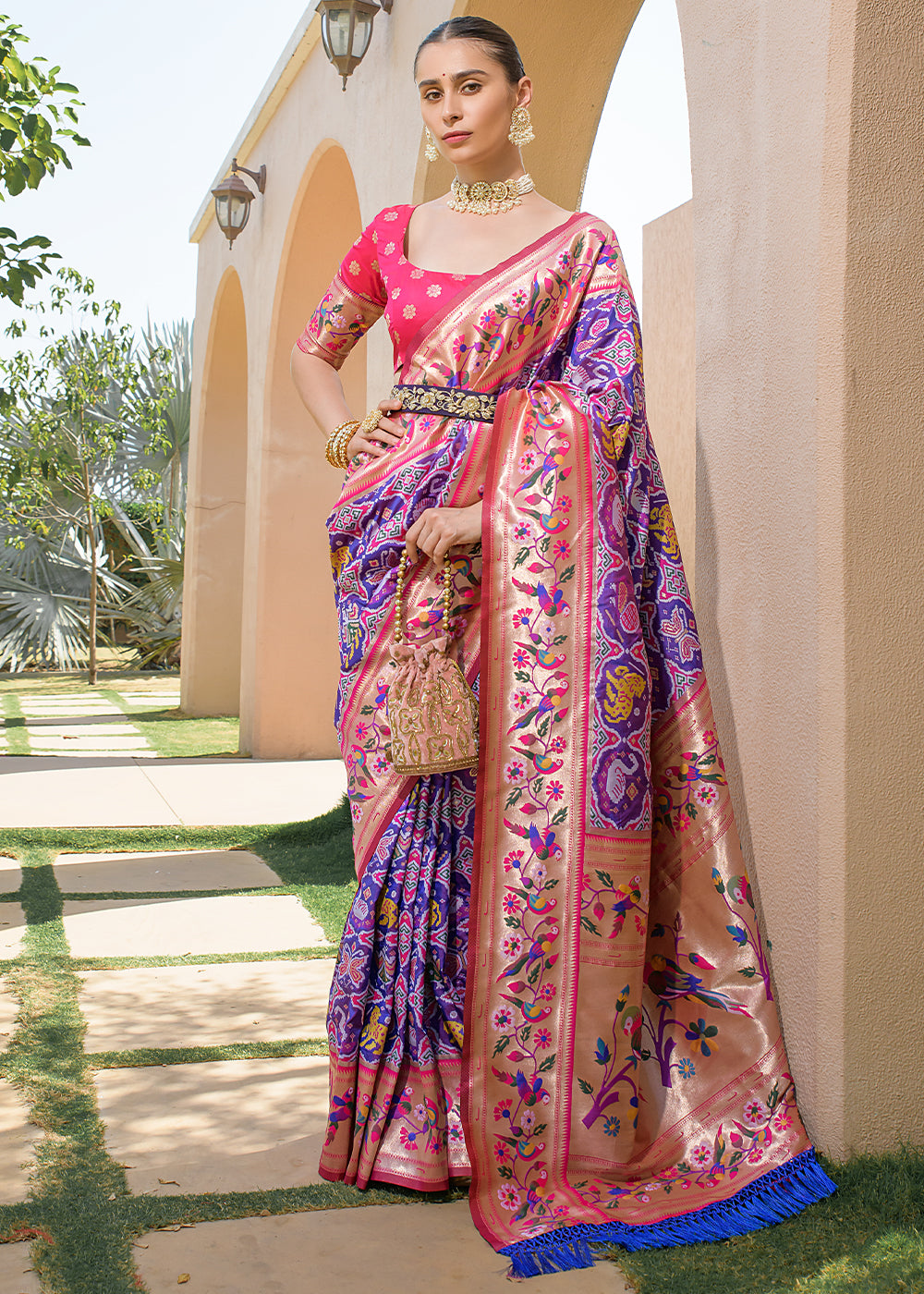 Buy MySilkLove Eggplant Purple Woven Paithani Silk Saree Online