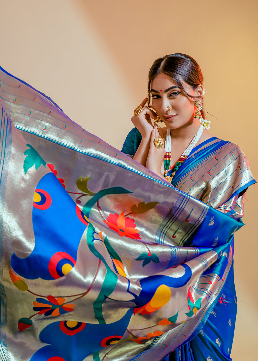 Buy MySilkLove Pacific Blue Woven Paithani Silk Saree Online