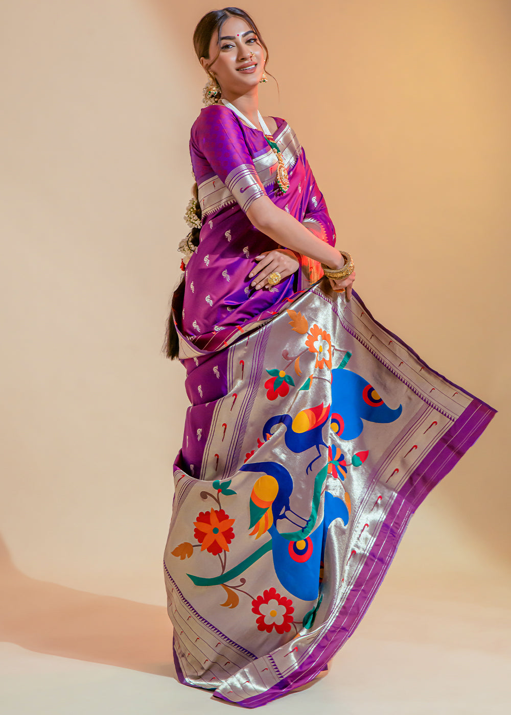 Buy MySilkLove Seance Purple Woven Paithani Silk Saree Online