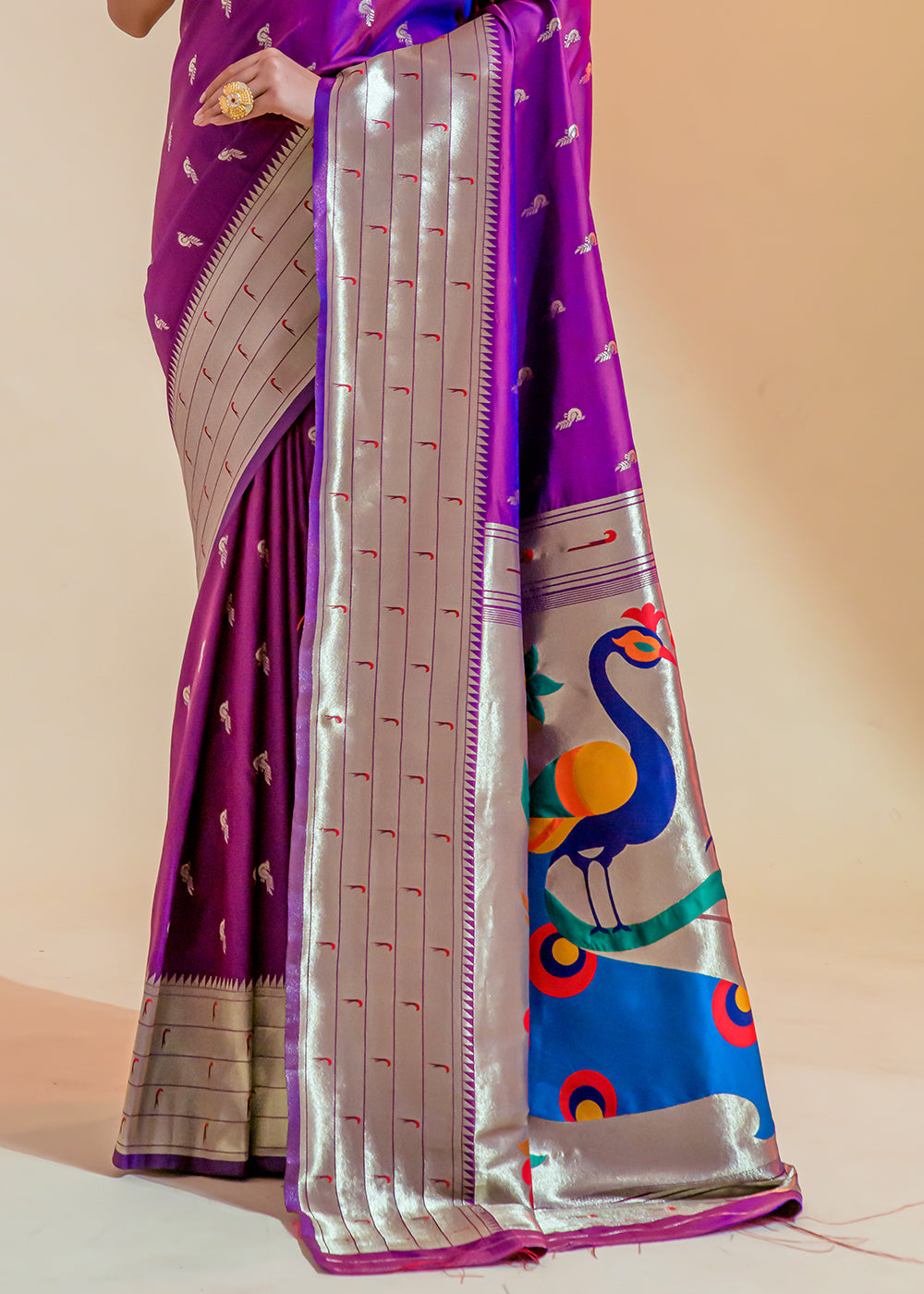 Buy MySilkLove Seance Purple Woven Paithani Silk Saree Online