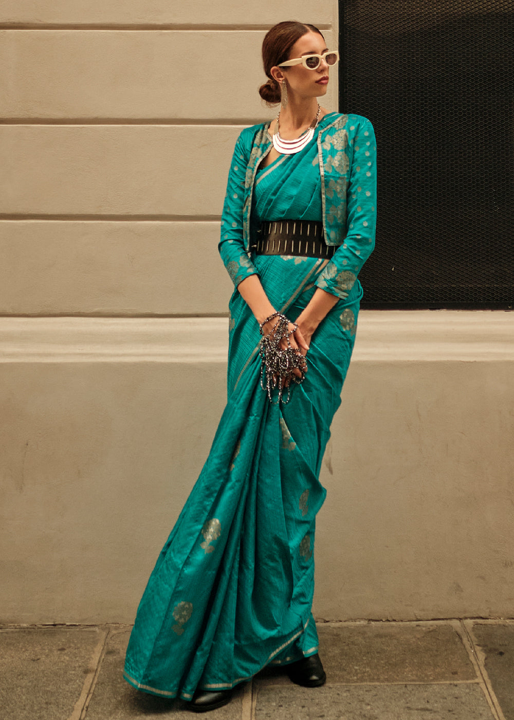 Buy MySilkLove Persian Green Woven Banarasi Satin Silk Saree Online