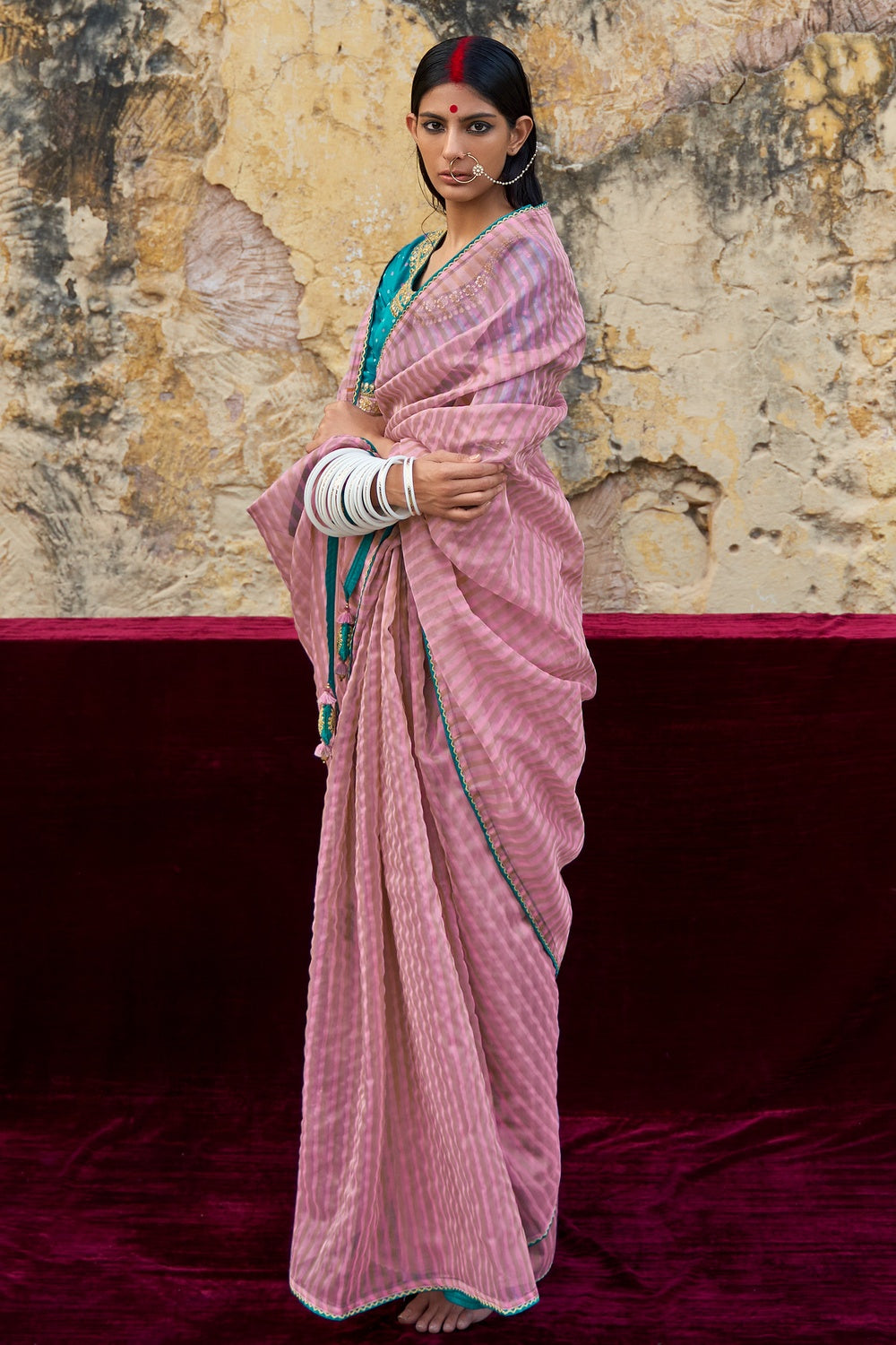 Buy MySilkLove Kobi Pink Woven Organza Silk Saree Online