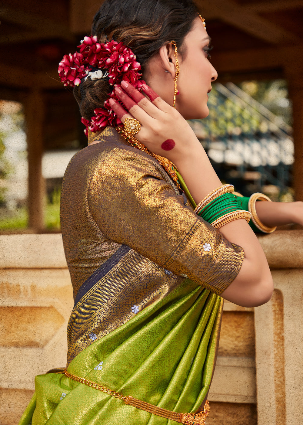 Buy MySilkLove Pistachio Green Woven Kanjivaram Silk Saree Online