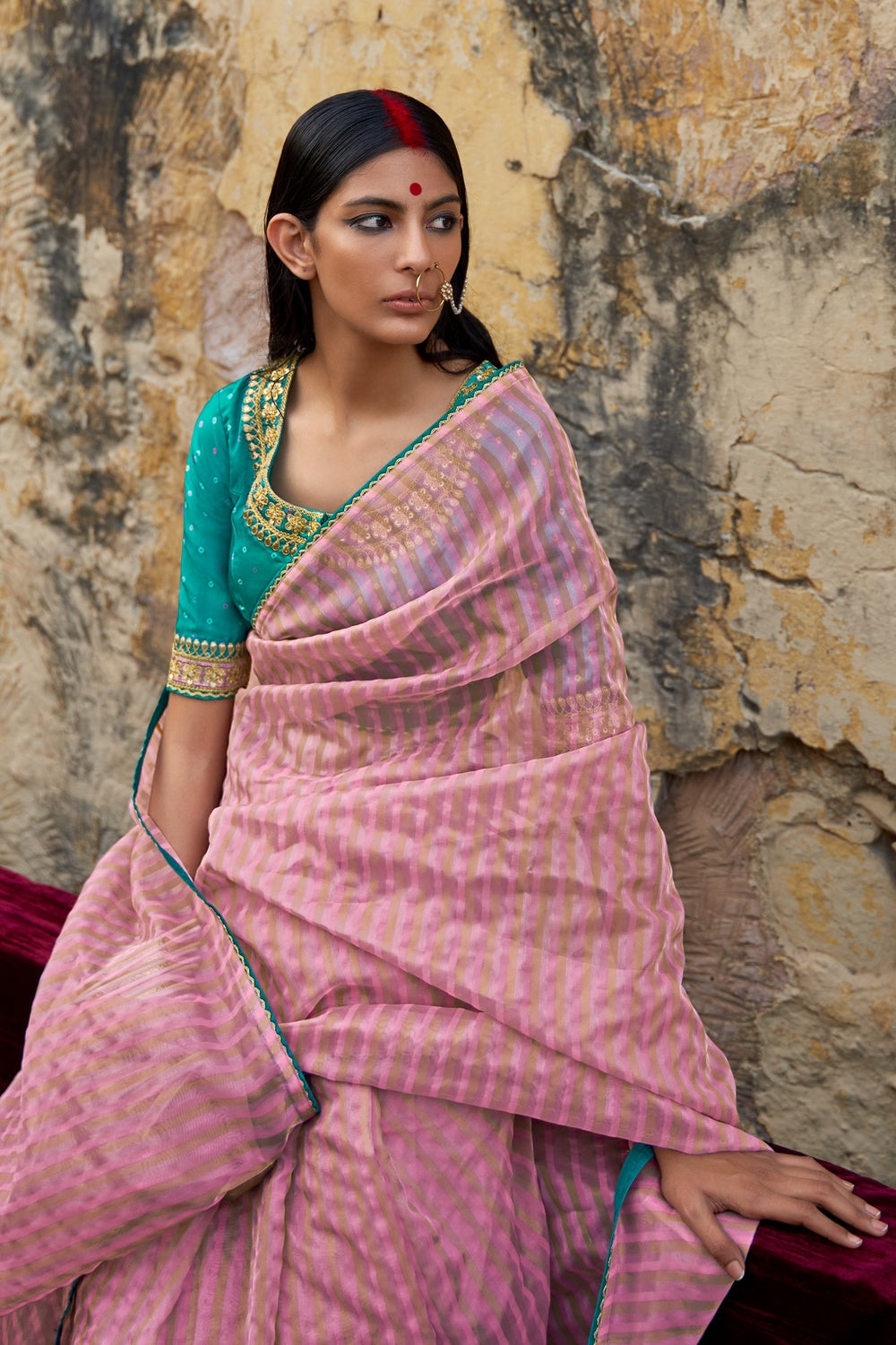 Buy MySilkLove Kobi Pink Woven Organza Silk Saree Online