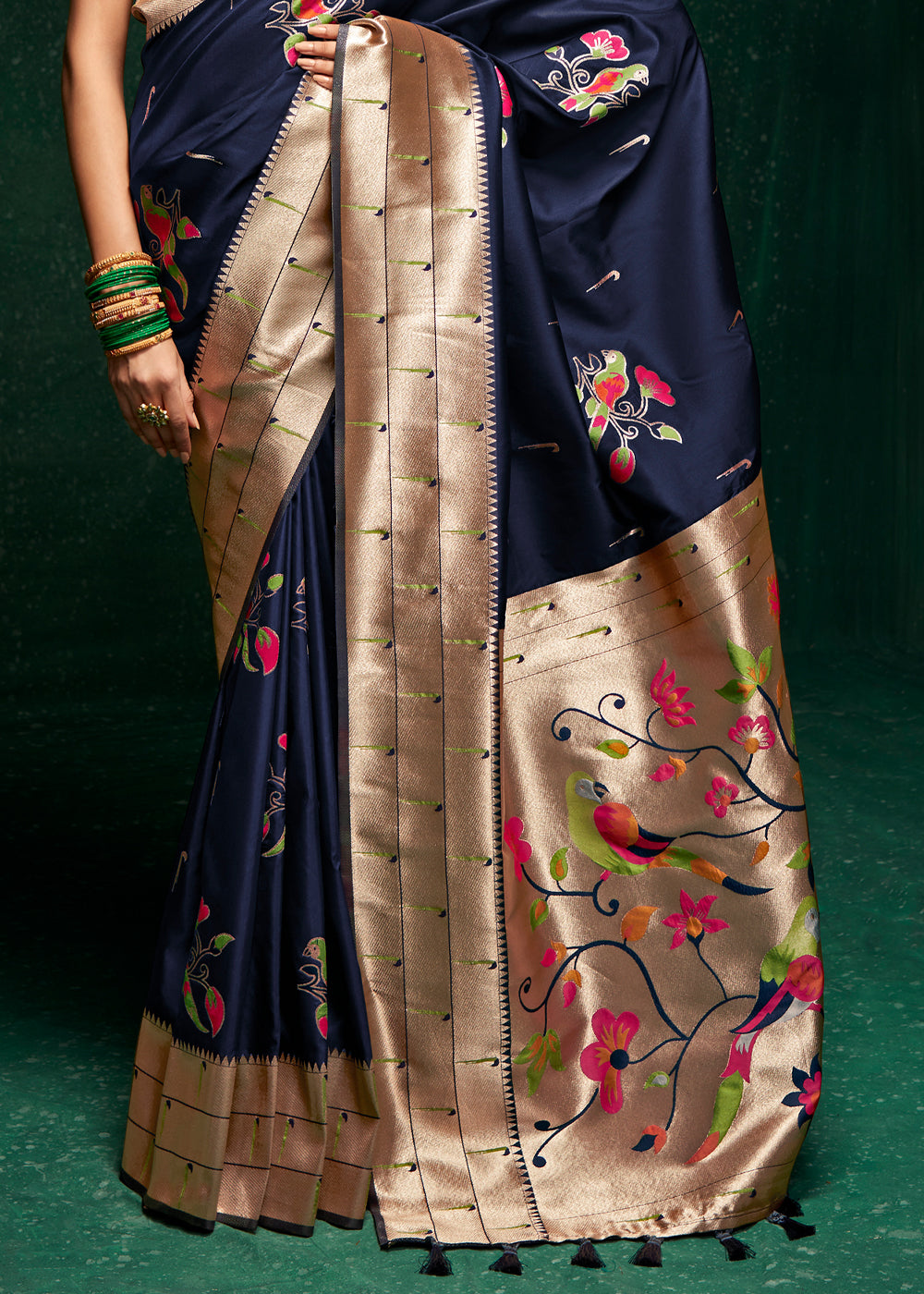 Buy MySilkLove Mirage Blue Woven Paithani Silk Saree With Brocade Blouse Online