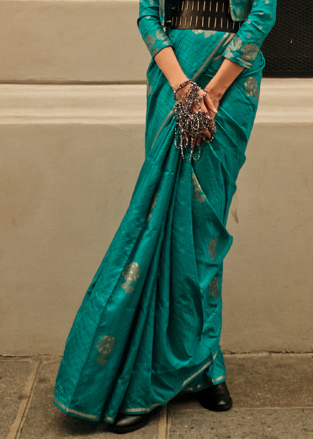 Buy MySilkLove Persian Green Woven Banarasi Satin Silk Saree Online