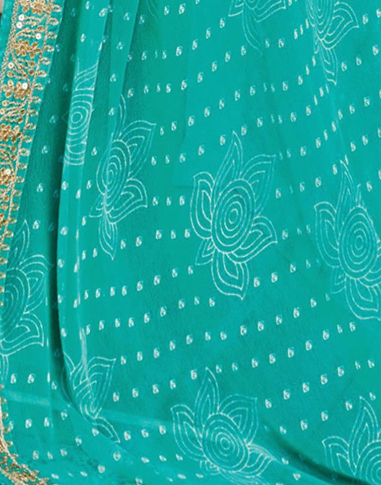 Buy MySilkLove Java Blue Georgette Bandhani Saree Online