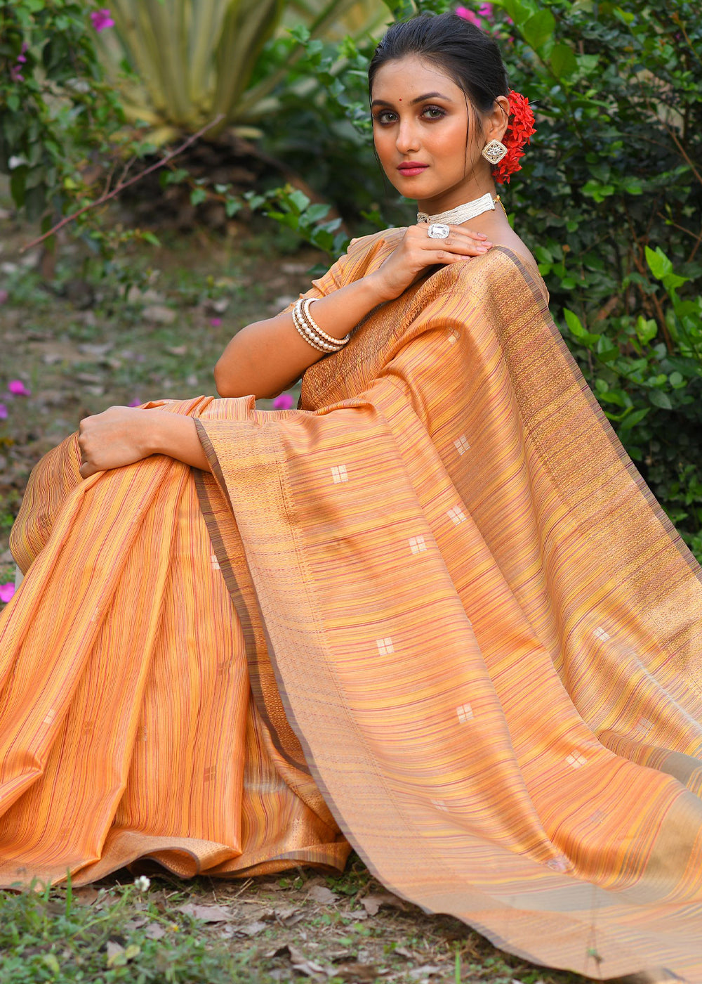 Buy MySilkLove Grandis Yellow Maheshwari Woven Silk Saree Online