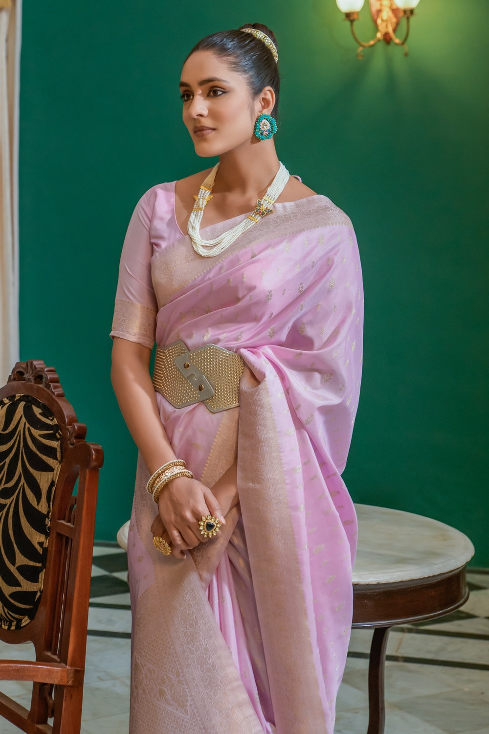 MySilkLove Viola Pink Woven Soft Silk Saree