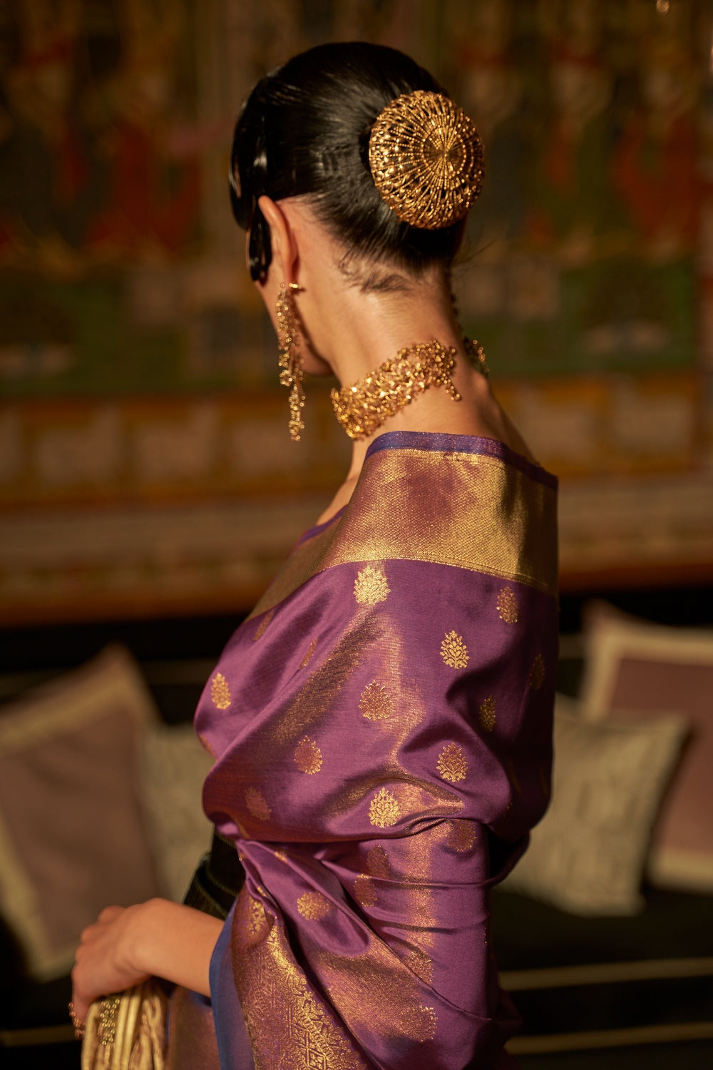 MySilkLove Charm Purple Woven Kanjivaram Handloom Silk Saree