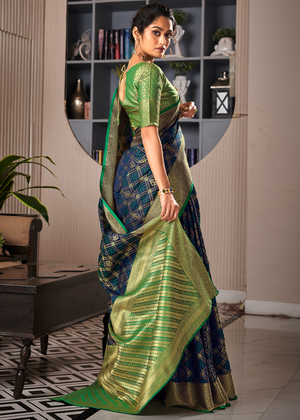 Buy MySilkLove Nile Blue Woven Patola Soft Silk Saree Online