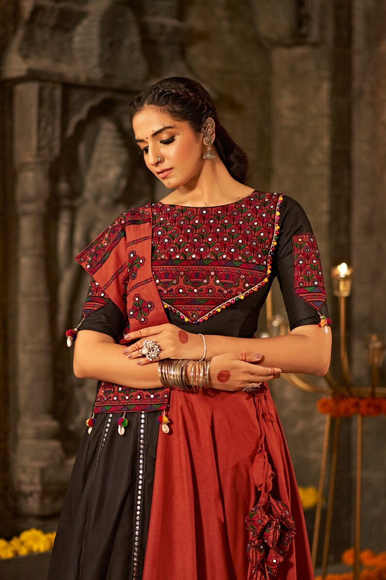 Buy MySilkLove Mexican Red and Black Lehenga Choli Online