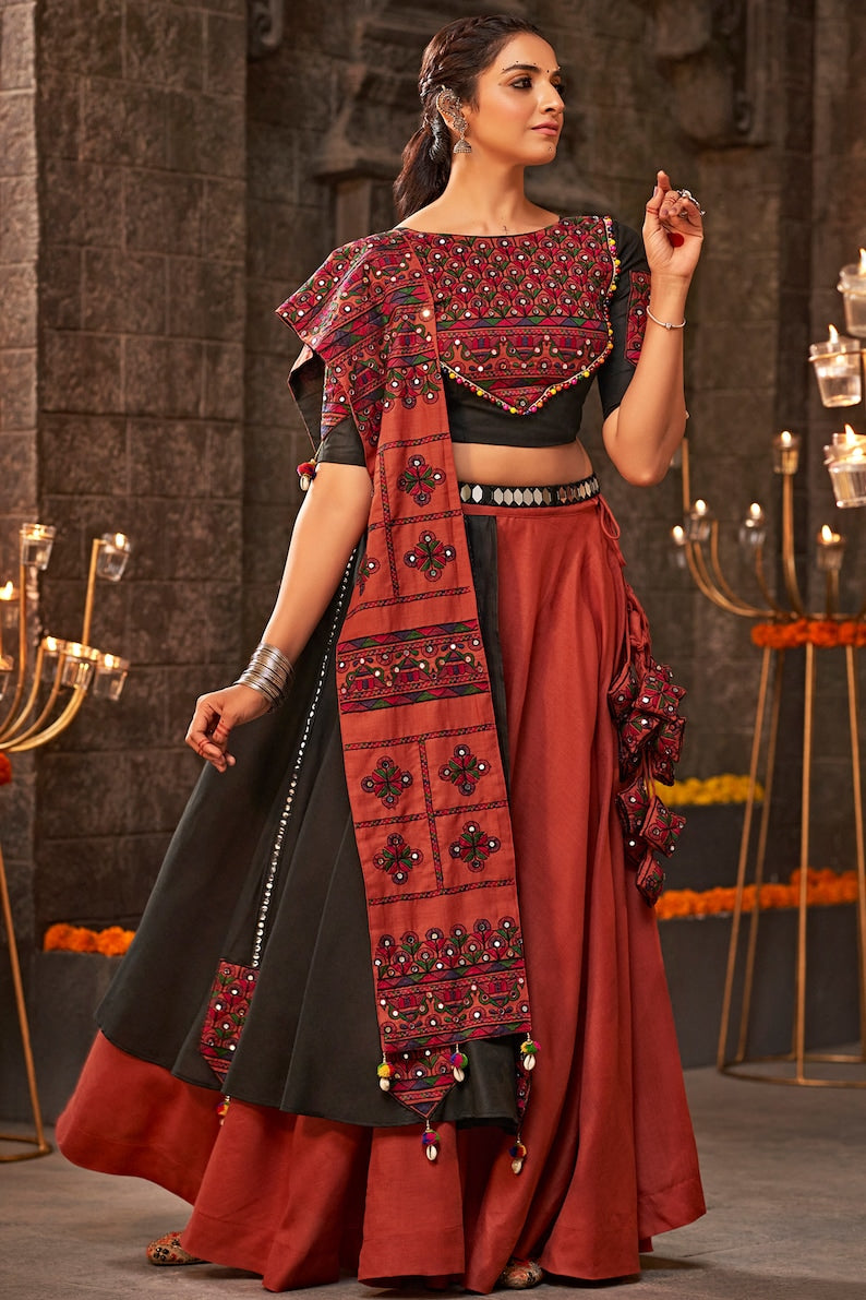 Buy MySilkLove Mexican Red and Black Lehenga Choli Online