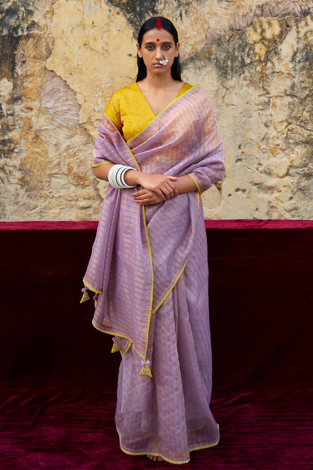 Buy MySilkLove Glossy Grape Purple Woven Organza Silk Saree Online