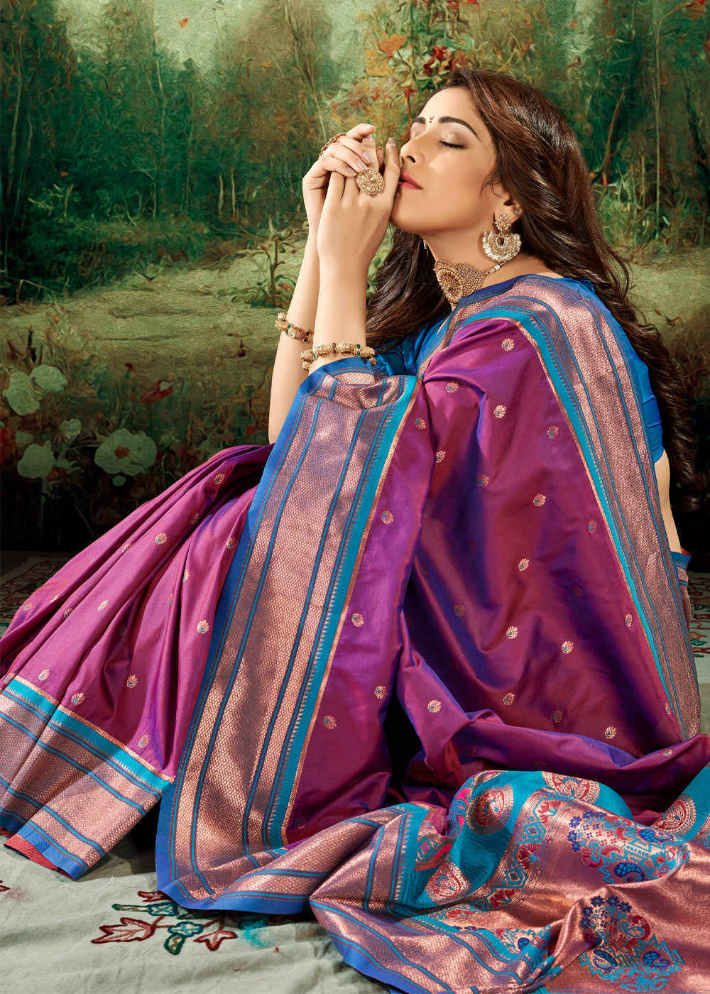 Buy MySilkLove Royal Heath Purple Woven Paithani Soft Silk Saree Online