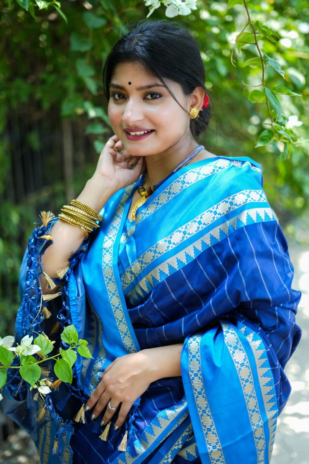 Buy MySilkLove Denim Blue Woven Tussar Silk Saree Online