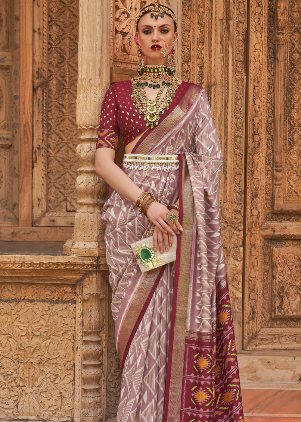 Buy MySilkLove Blast Off Bronze Brown Woven Patola Silk Saree Online