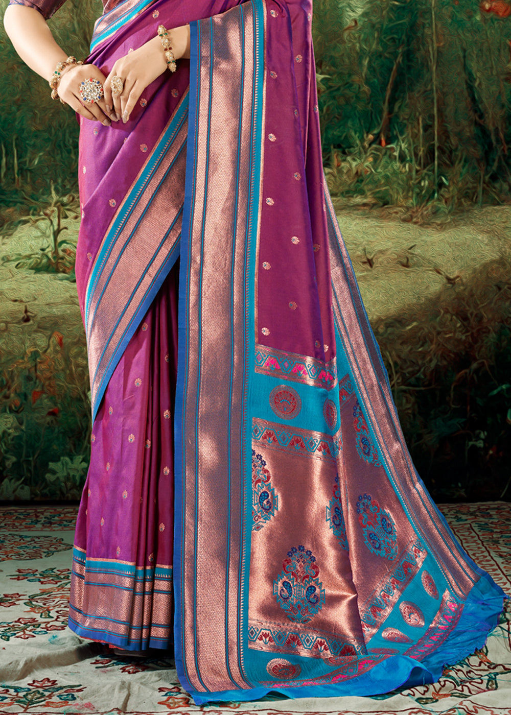 Buy MySilkLove Royal Heath Purple Woven Paithani Soft Silk Saree Online